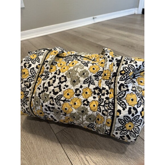 Vera Bradley Go Wild yellow floral leopard satchel tote shoulder bag Makeup Bag - Picture 2 of 9